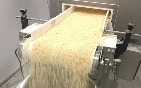 Freeze dried food on production line